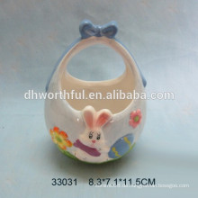 Handbemalt Kaninchen Design Keramik Ostern Korb für Ostern Tag